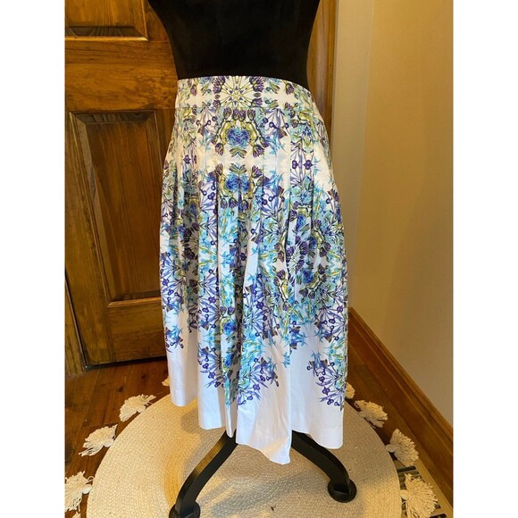 Talbots Womens Floral Skirt Plus Size 14 Pleated Fitted Purple  GORGEOUS - Picture 4 of 11